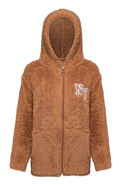 EtkiModa Момчешка светлокафява флисова яке с качулка