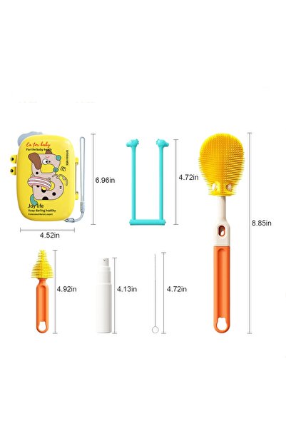 Generic Baby Bottle Brush, 6-in-1 Travel Cleaning Kit (Yellow)