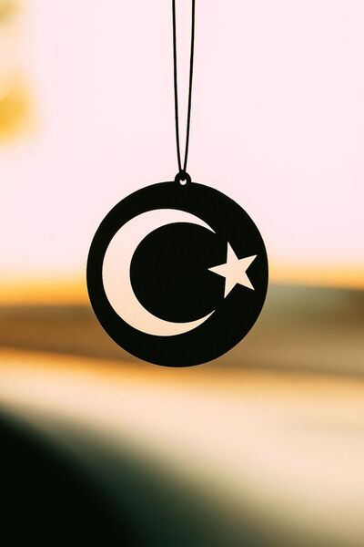 VENON Metal Yuvarlak Türk Bayrak Dikiz Aynası Süsü Metal Araba Askılık Motifl...