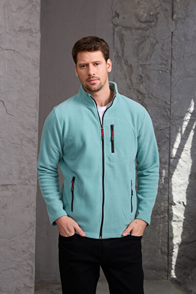 MAXIMILLIAN Men's Full Zip Winter Black Çağla Fleece Jacket