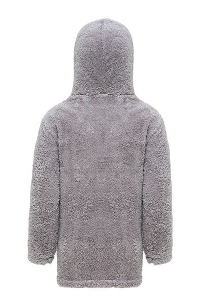 EtkiModa Boy's Gray Hooded Plush Jacket