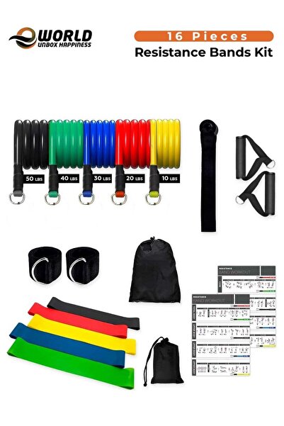 Eworld 150 LBS Resistance Bands Workout Kit - Tubes Set with Handles, Door Anchor, Ankle Straps & Ba