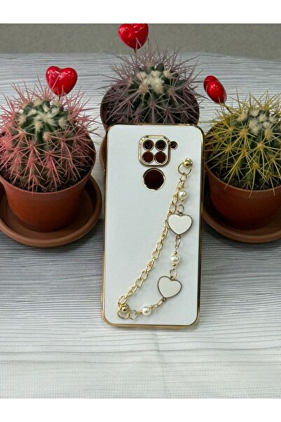 my butterfly Redmi Note 9 Uyumlu Gold Çerçeve Zincirli Çiçekli Kalpli El Tutm...