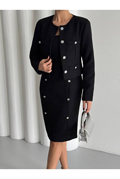 Butik Şenel Button Detailed Jacket Dress Tweed Suit