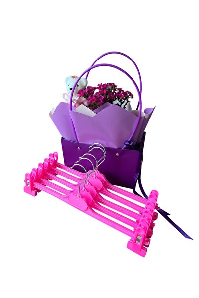 EZMK EV GEREÇLERİ Mandallı Pantolon Etek Askısı, Etek Askısı Fuşya Renk, 5 adet