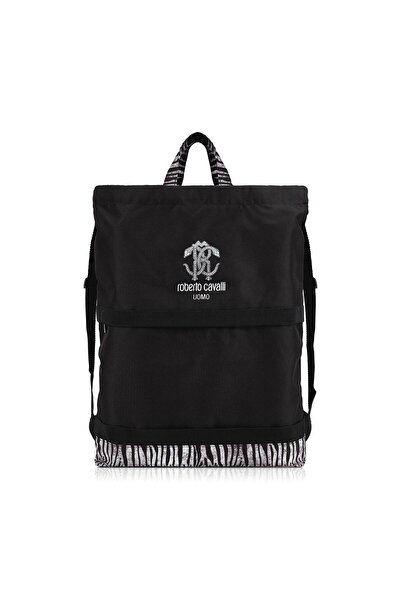 CUCCE هذه حقيبة ظهر من روبرتو كافالي باللون الأسود مع شعار العلامة التجارية ا...