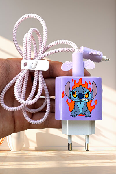 WANNA PROTECT iPhone 20W Uyumlu Sevimli Şarj Başlığı Adaptörü Kablo Koruyucu ...