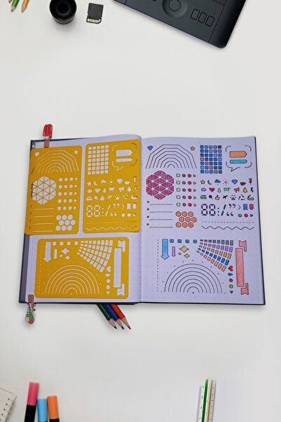 Karmelom Studio Set de rigle mini șabloane cu forme geometrice și decorațiuni...