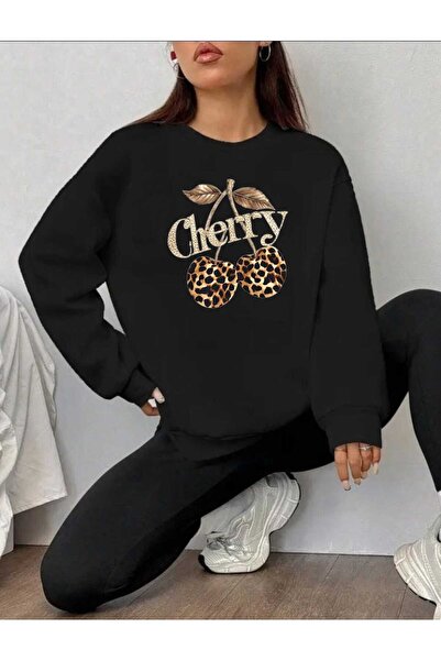 tkn your style Φούτερ με σχέδιο μόδας LEOPARD CHERRY Trend oversized