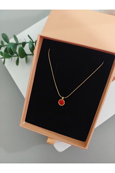LUCKY ACCESSORIES Çelik Zincir Zirkon Taşlı Minimal Doğum Taşı. hediye Kutulu...