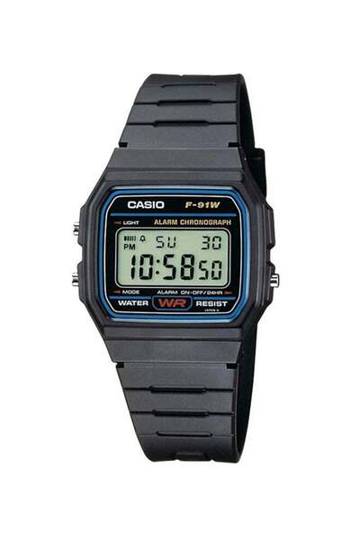 Caterpillar F-91W-1DG 38mm Water-Resistant Digital Wristwatch with Resin Strap - Black (Men)