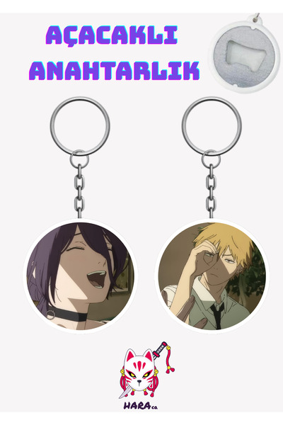 Hara Company Chainsaw Man Anime Reze and Denji Keychain Opener Set (2-Piece) V1
