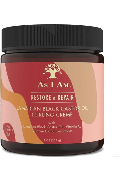 As I Am كريم تجعيد الشعر بزيت الخروع الأسود الجامايكي