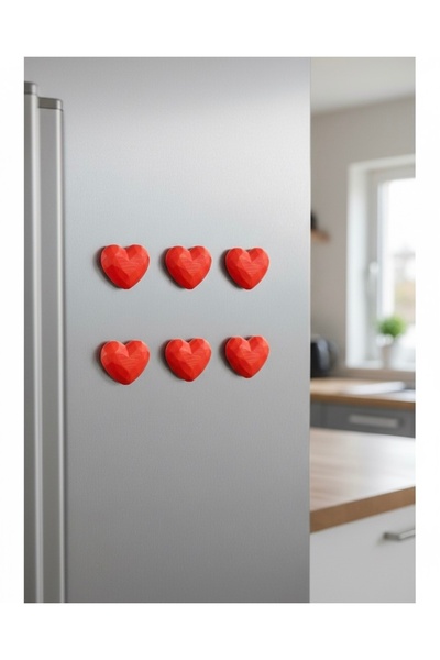 NO BRAND 3D Kalpli Magnet Seti – 6’lı Buzdolabı Süsü | Minimal Dekoratif Kalp...