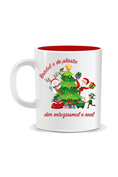 Mug Mania Personalized Christmas mug, The tree is plastic but the excitement is real