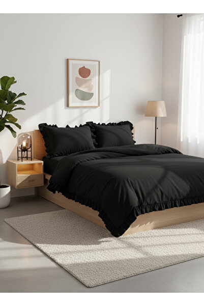 LILYUM %100 Pamuklu Fırfırlı Tek Kişilik Nevresim Takımı – Yumuşacık Dokusu v...