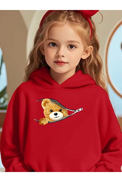 H&GHAMLEGİYİM Hanorac cu glugă pentru fete, toamnă-iarnă, cu fermoar, ursuleț...