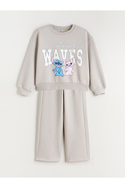 LC Waikiki Stitch ve Angel Baskılı Kız Çocuk Sweatshirt ve Eşofman Alt