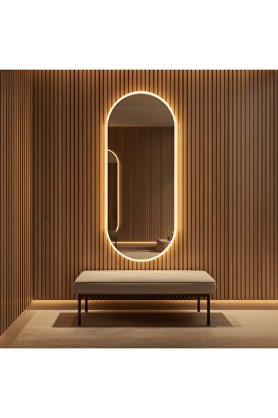 TAKIFİX LED Işıklı Oval Duvar Aynası – Modern Dekoratif Tasarım, Sıcak Işık,Şık Ayna