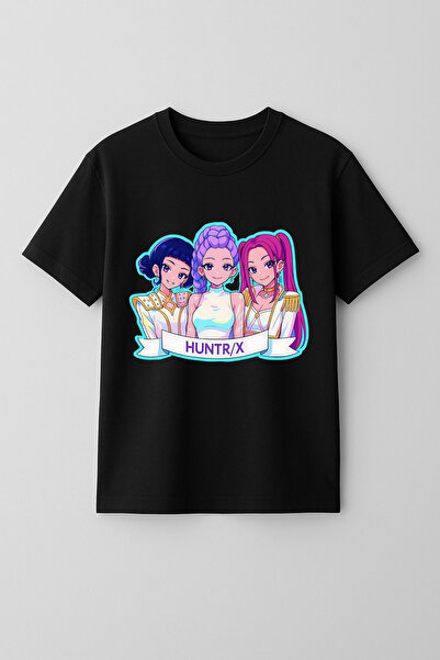 mixxi fashion Kpop Demon Hunters Huntrix Kısa Kollu Baskılı Kız Çocuk Tişört ...