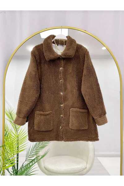 MODA VEDAT Buttoned Pocket Collar Plush Jacket