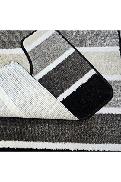 Kotonia Home Set of 2 bath mats anti-slip membrane, 100% synthetic fibers,gray, 50×40 cm, 50×80 cm, Sandy Jolanka