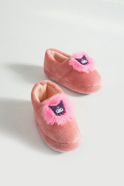 AlbiShoes Kız Çocuk Panduf Ev Patiği Pamuk Astarlı Kuromi Figür Kışlık Yumuşacık Ev Kreş Ayakkabısı