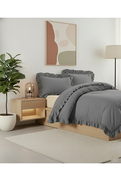 LILYUM %100 Pamuklu Fırfırlı Tek Kişilik Nevresim Takımı – Yumuşacık Dokusu v...