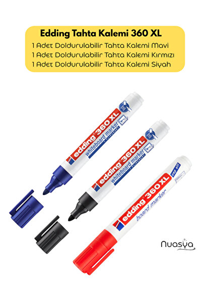 Edding 360 XL Doldurulabilir Tahta Kalemi 3'lü Set (Kırmızı - Mavi - Siyah)