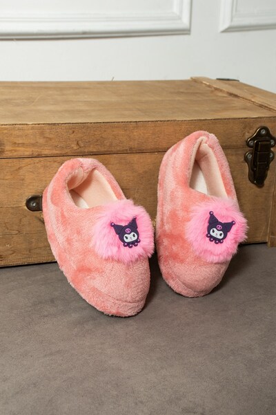 AlbiShoes Kız Çocuk Panduf Ev Patiği Pamuk Astarlı Kuromi Figür Kışlık Yumuşacık Ev Kreş Ayakkabısı