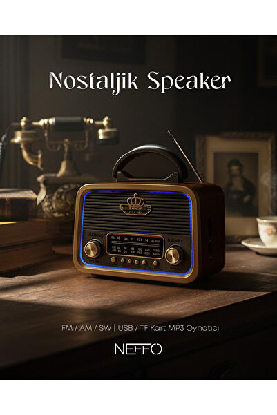 NEFFO Nostaljik Eskitme Nostalji Tasarimli Bluetoothlu Nostalji Radyo 301 Fm-...