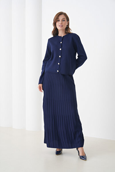 MAMAYAGA Set de jachetă cu fustă pentru femei, cu fustă plisată, cu nasturi, ...