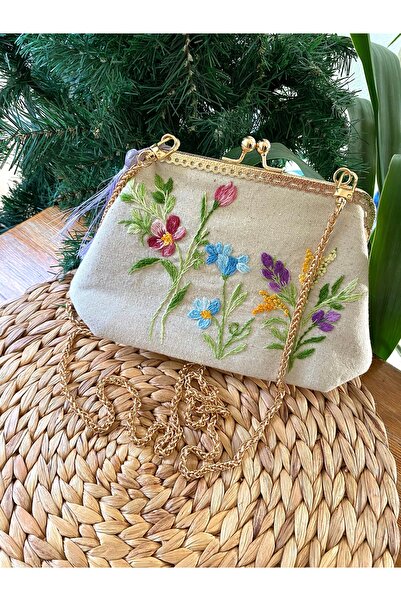 Home Cream Linen 25X15 Size. Handcrafted Embroidered Vintage Style Bag. 100% Handmade
