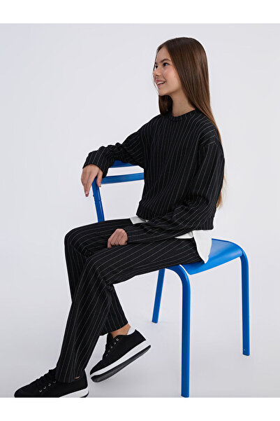 LC Waikiki Lcw Kids Black Crew Neck Girls' Sweatshirt and Pants