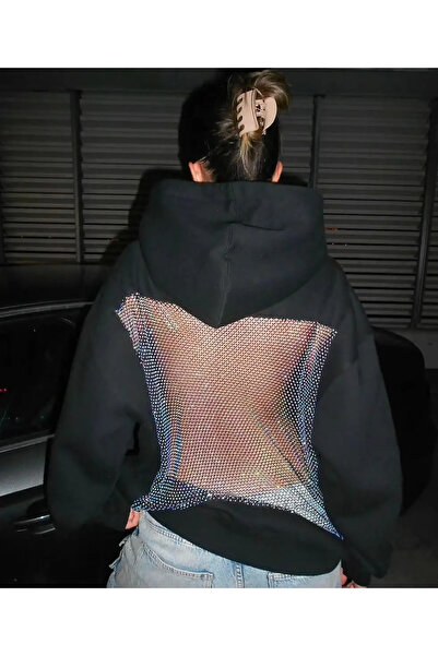 Toum Crystal File Detail Oversized Hoodie Sweatshirt