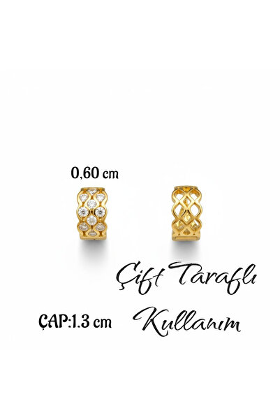 XUPING JEWELRY 14K Altın Vip Xuping Zirkon Dalgalı Su Yolu Halka Çelik Küpe