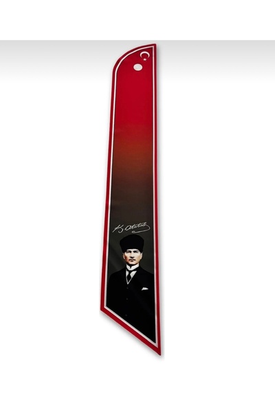 Mavi Masal Atatürk Fotoğraflı İmzalı ve Türk Bayraklı Eşarp / Kravat / Fular