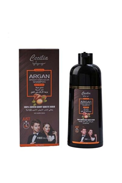 Cecilia Fast Hair Dye Shampoo with Argan Oil - Dark Brown, 420 ml