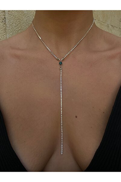 pop up store Zümrüt Yeşil Taşlı Kristal Taşlı Y Kolye