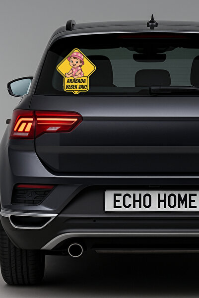 Echo Home Araba Arkası Arabada Bebek Var Sticker Oto Sticker – Pembe Şapkalı ...