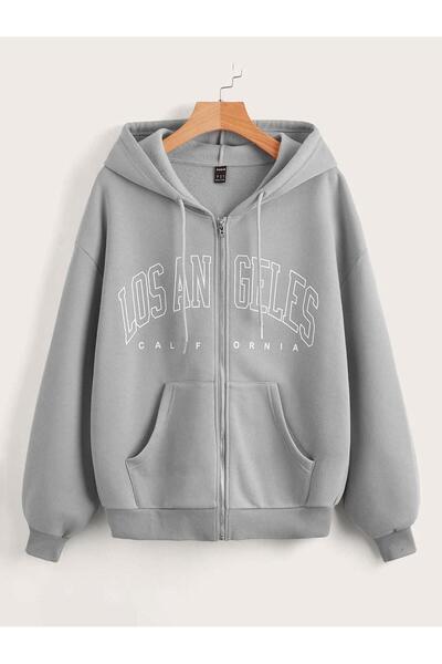 zeag سترة كبيرة الحجم بسحاب من لوس أنجلوس للجنسين