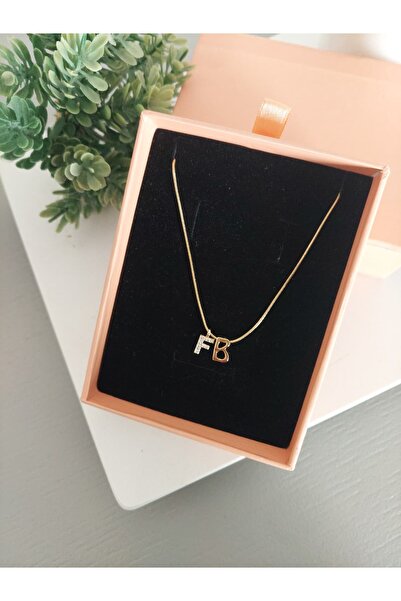 LUCKY ACCESSORIES قلادة من الحرف الذهبي مع حجر الزركون الفولاذي، قلادة للحبيب...