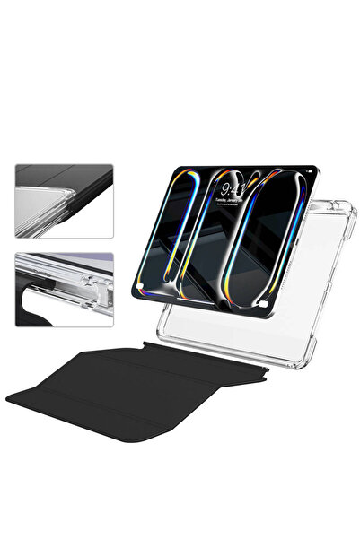 zore iPad Pro 11 2024 Case Magnetic Detachable Airbag Compatible Myst Sliding Tablet Case-Black