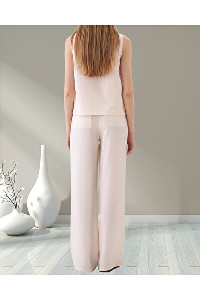 MinervaXint Women's Oversized Lyocell Fabric Button and Zipper Closure Wide Leg Trousers