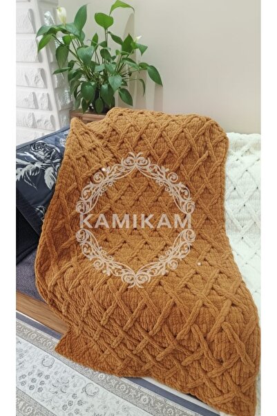 KAMİKAM Плюшевий, оксамитовий, м'який ручної роботи плед 100 x 150 TV, плед д...