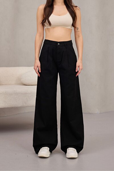 alanora Women's High Waist Wide Leg Pleated Palazzo Jeans Pants