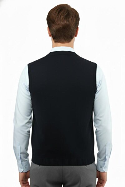 Çizgi Triko Men's Buttoned Vest with Pockets Steel Mesh Classic Fit 5200L Bgl-St04844