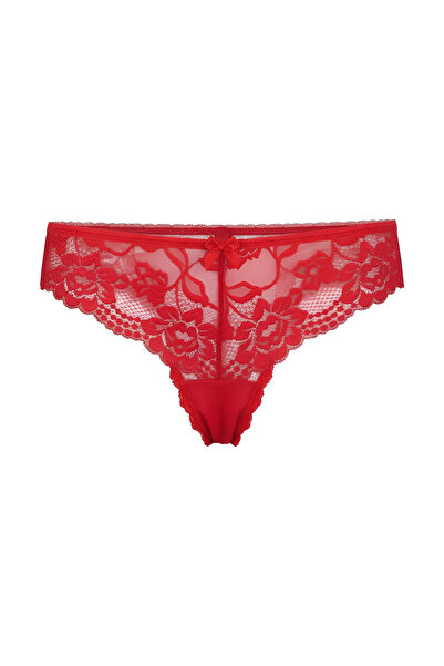 Boubon Co Червени дамски бикини с дантелени детайли отпред и отзад