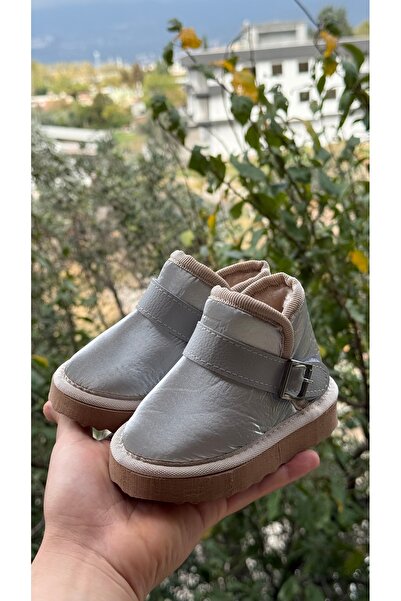 ÖZDE shoes Kışlık içi kürklü suya dayanıklı paraşüt kumaş ultra rahat cırtlı tokalı çocuk botu