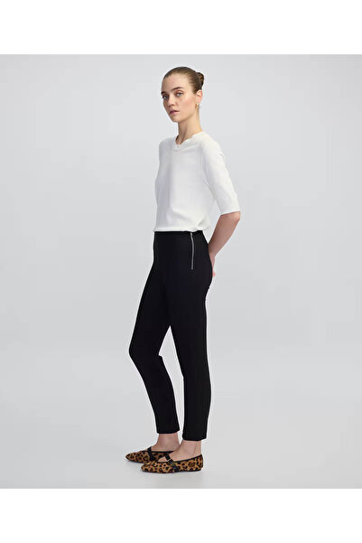 İpekyol Metal Zipper Skinny Fit Black Women's Trousers Iw6250003061